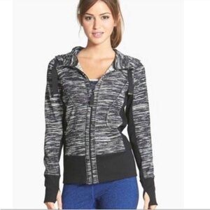 ZELLA Marled Space Dyed Zip-Up Hoodie, Women’s MM, Black White